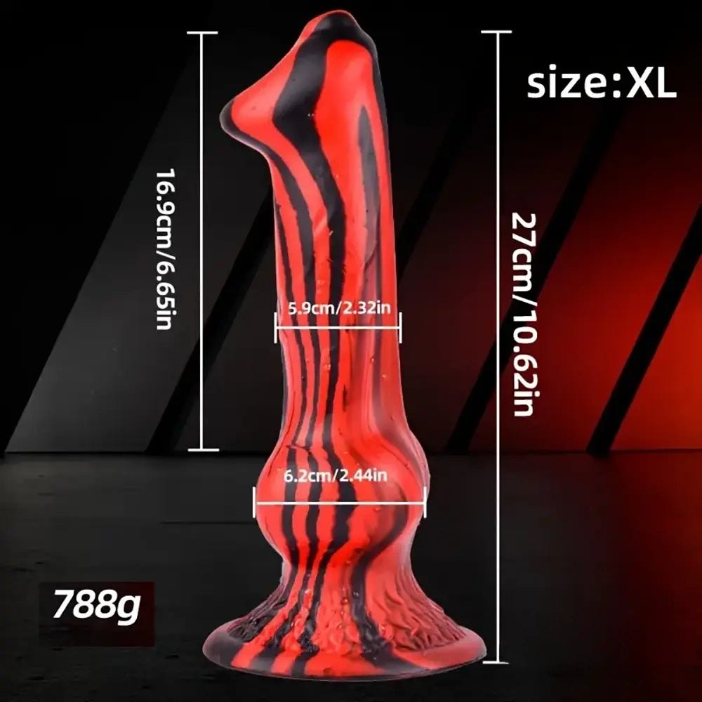 Knotted Tiger Stripe Dildo - Silicone Dog Knot Dildo