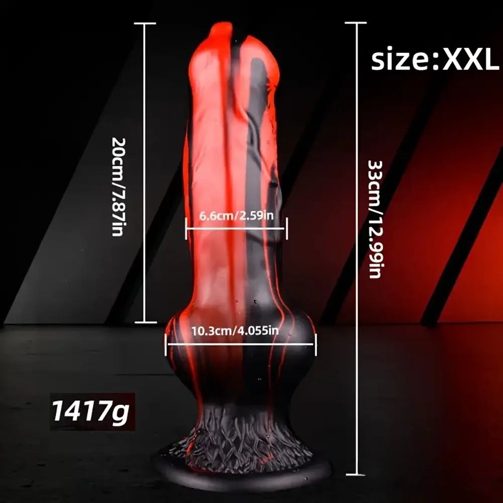 Knotted Tiger Stripe Dildo - Silicone Dog Knot Dildo