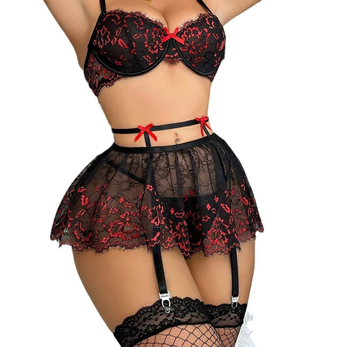 Lace Backless Fishnet Bra Set - Lingerie Set for Women