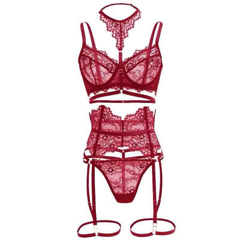 Lace Choker Strap Garter Set - Garter Lingerie Set