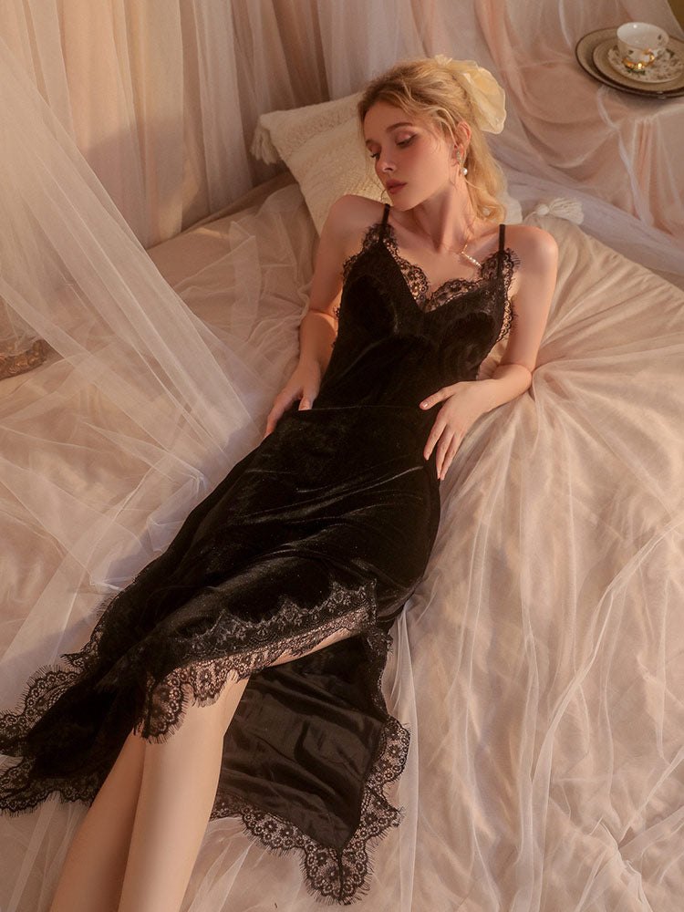 Lace Cuff Satin Nightgown Robe - Sexy Sleepwear for Women
