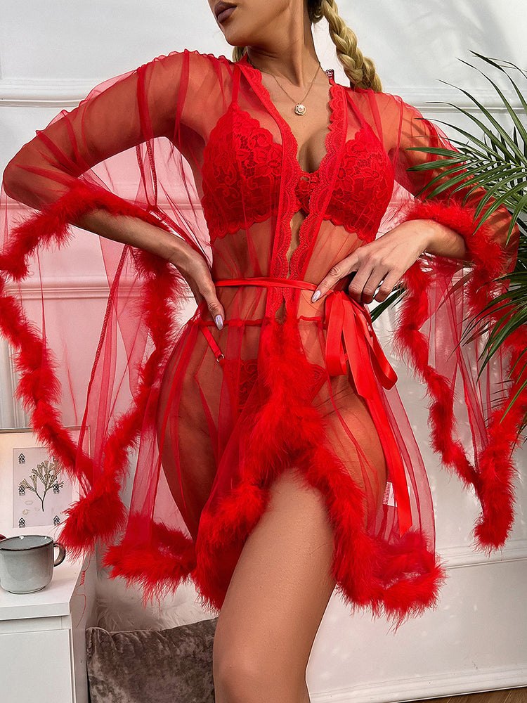 Lace Mesh Large Cuff Nightgown - Sexy Sleepwear for Women