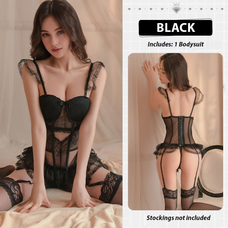 Lace Padded Corset Set - Bustier Lingerie Top