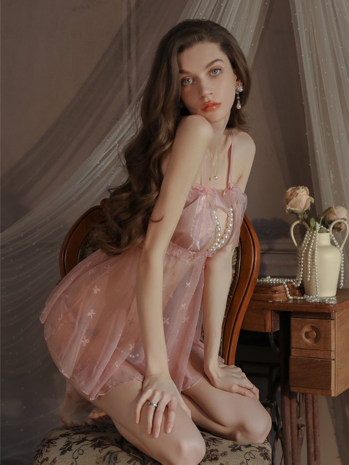 Lace Pearl Strap Nightdress - Sexy Nightgown Lingerie