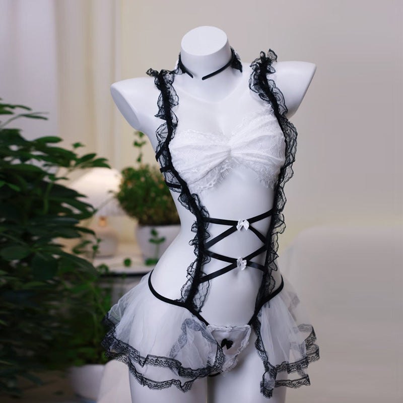 Lace Bodysuit Sheer Tulle Skirt Set - Lingerie Bodysuit for Women