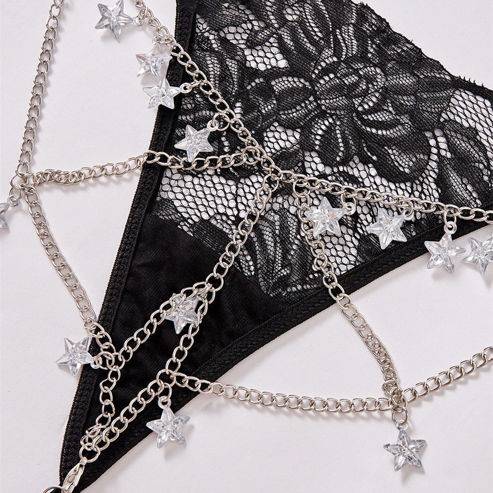 Lace Star Chain G-String - Lace Thong Panties