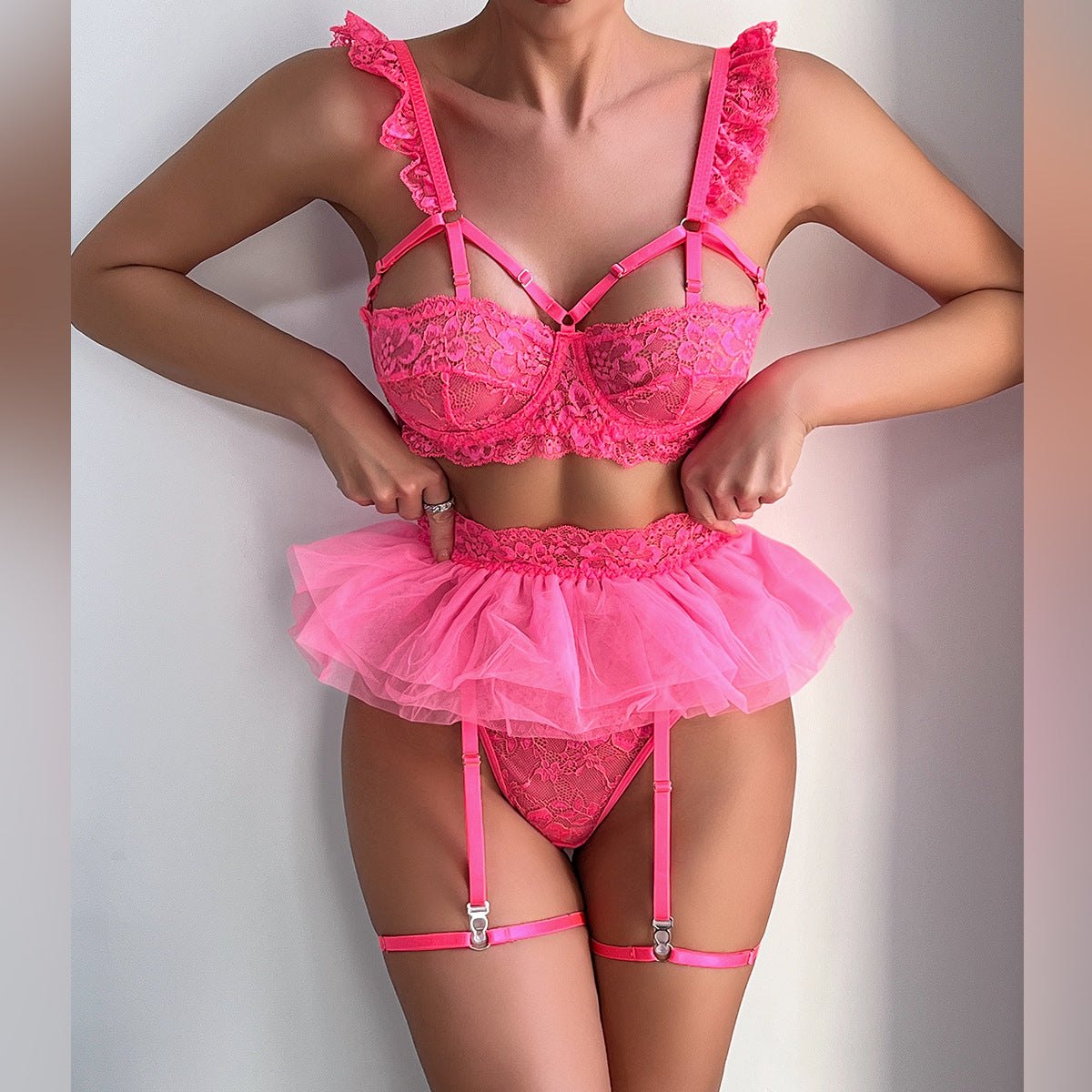Lace Underwire Bra Tulle Skirt Set - Lingerie Set for Women