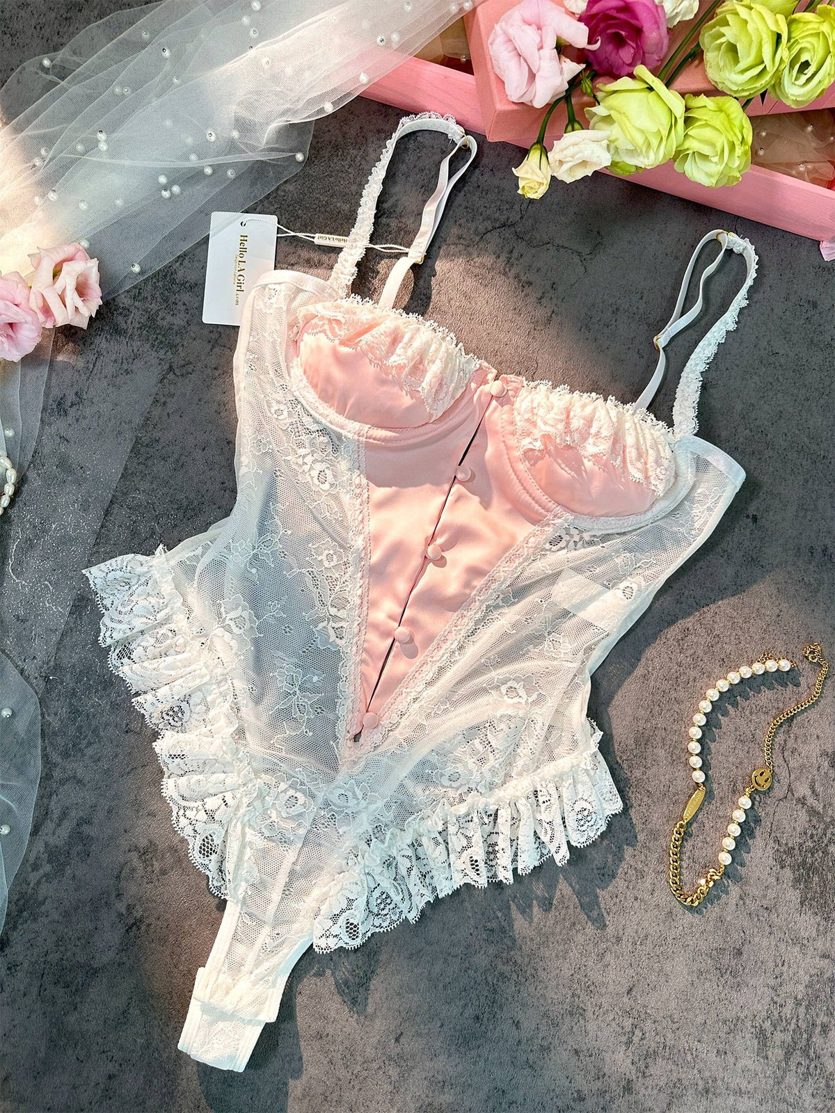 Lace V-Neck Cutout Bodysuit - Lingerie Bodysuit for Women