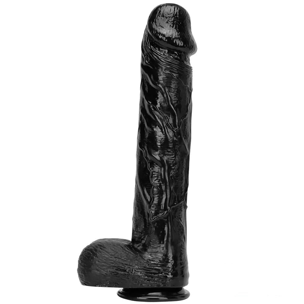 Large Black Realistic Dildo 14.96in - Lifelike PVC Dildo