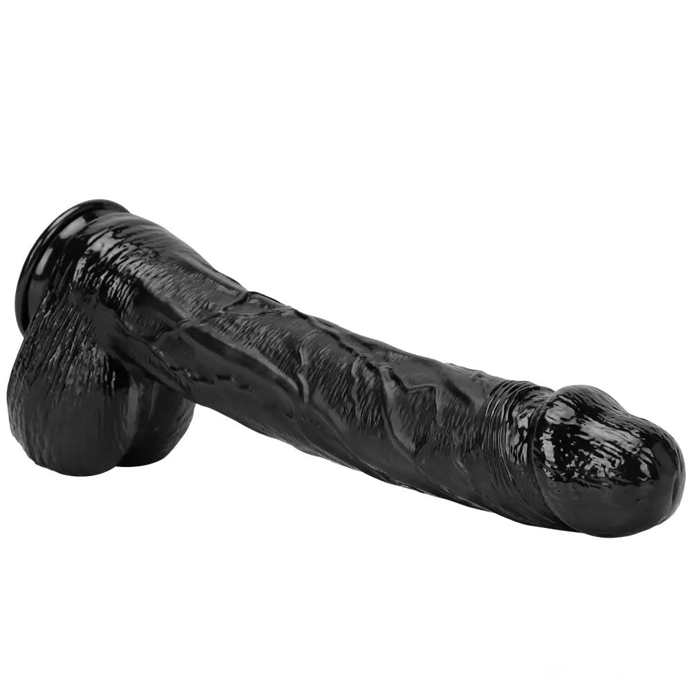 Large Black Realistic Dildo 14.96in - Lifelike PVC Dildo