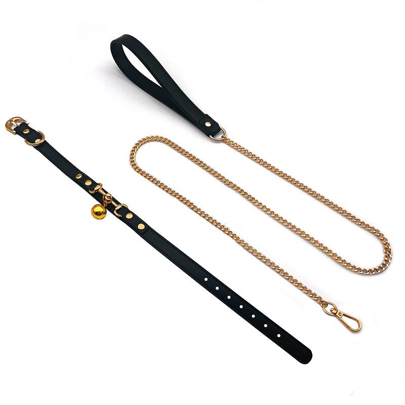 Leather Collar With Leash - Sexy Lingerie Accessory