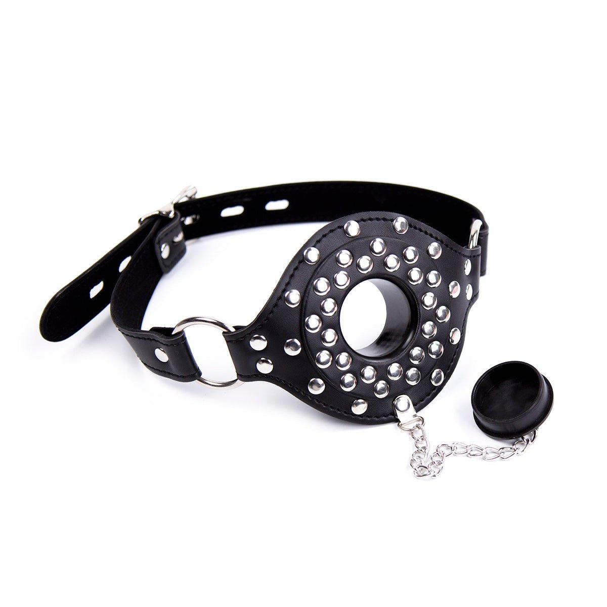 Leather Gag with Chain Mouth Plug - BDSM Ball Gag