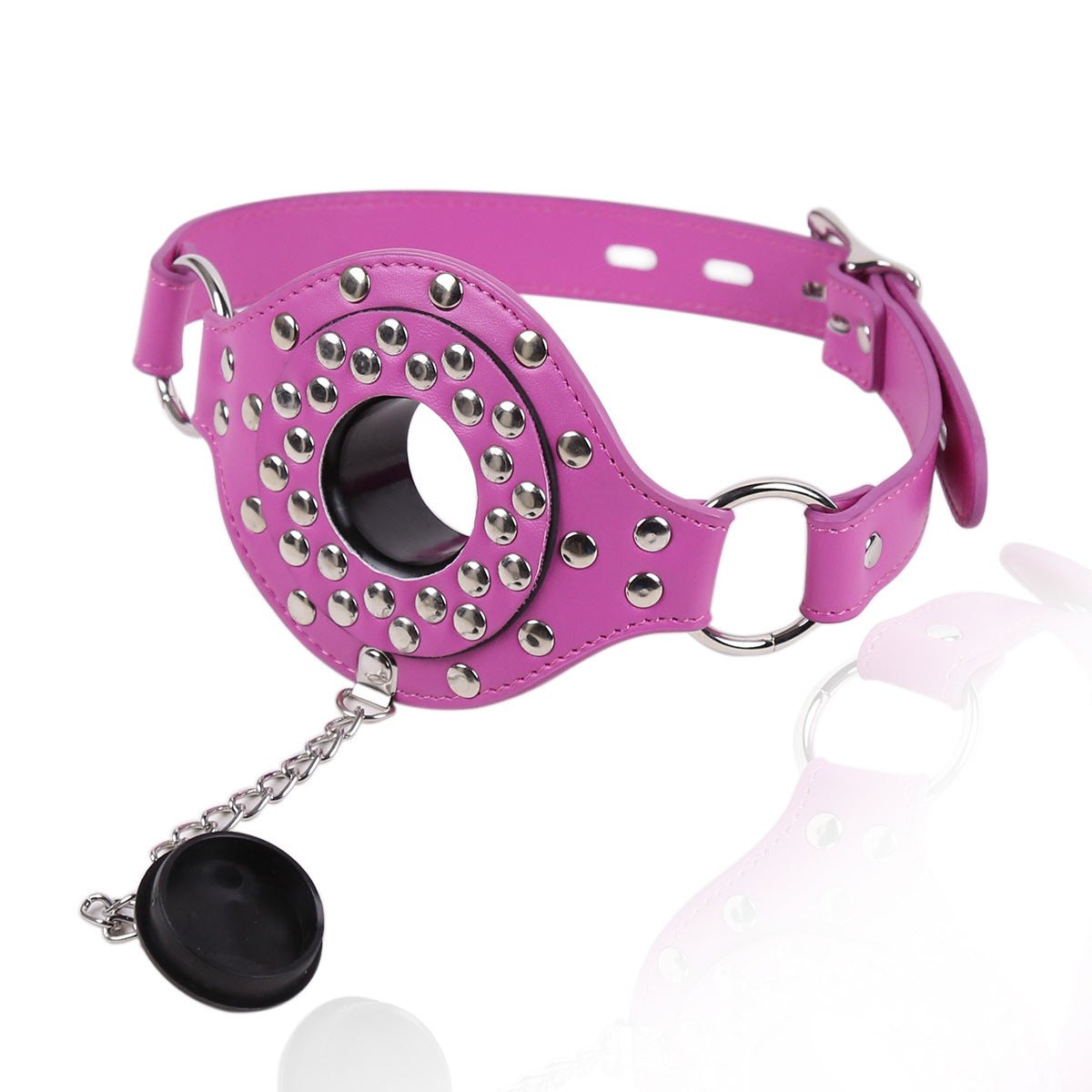Leather Gag with Chain Mouth Plug - BDSM Ball Gag
