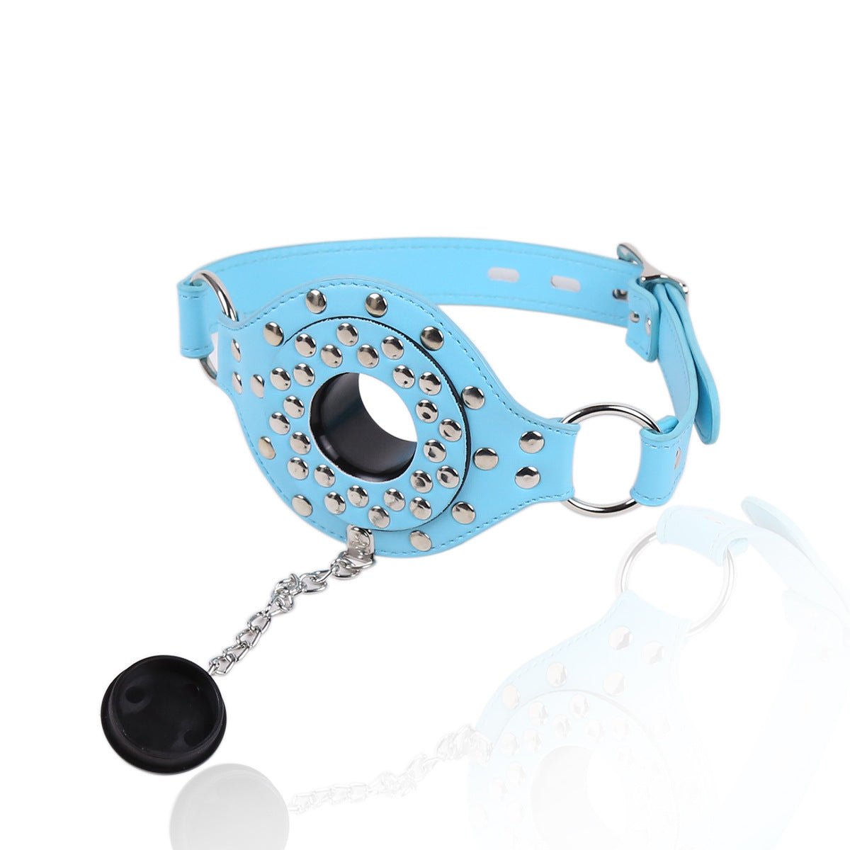 Leather Gag with Chain Mouth Plug - BDSM Ball Gag