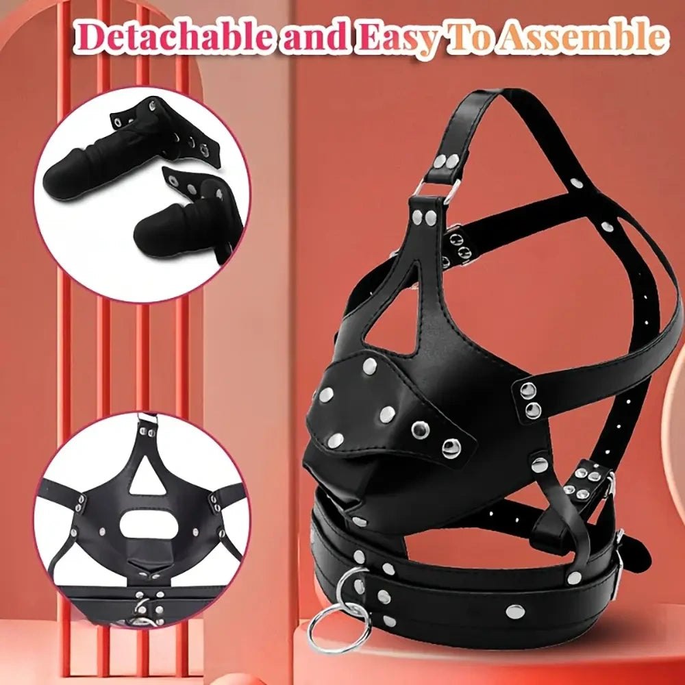 Leather Mouth Gag Harness - Bondage Head Harness Gag