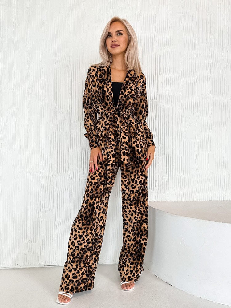 Leopard Print Cardigan Pajama Set - Sexy Pajamas for Women