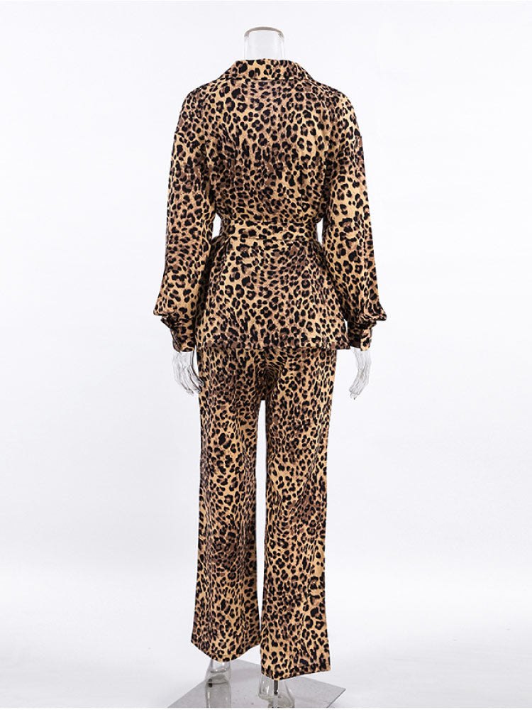 Leopard Print Cardigan Pajama Set - Sexy Pajamas for Women