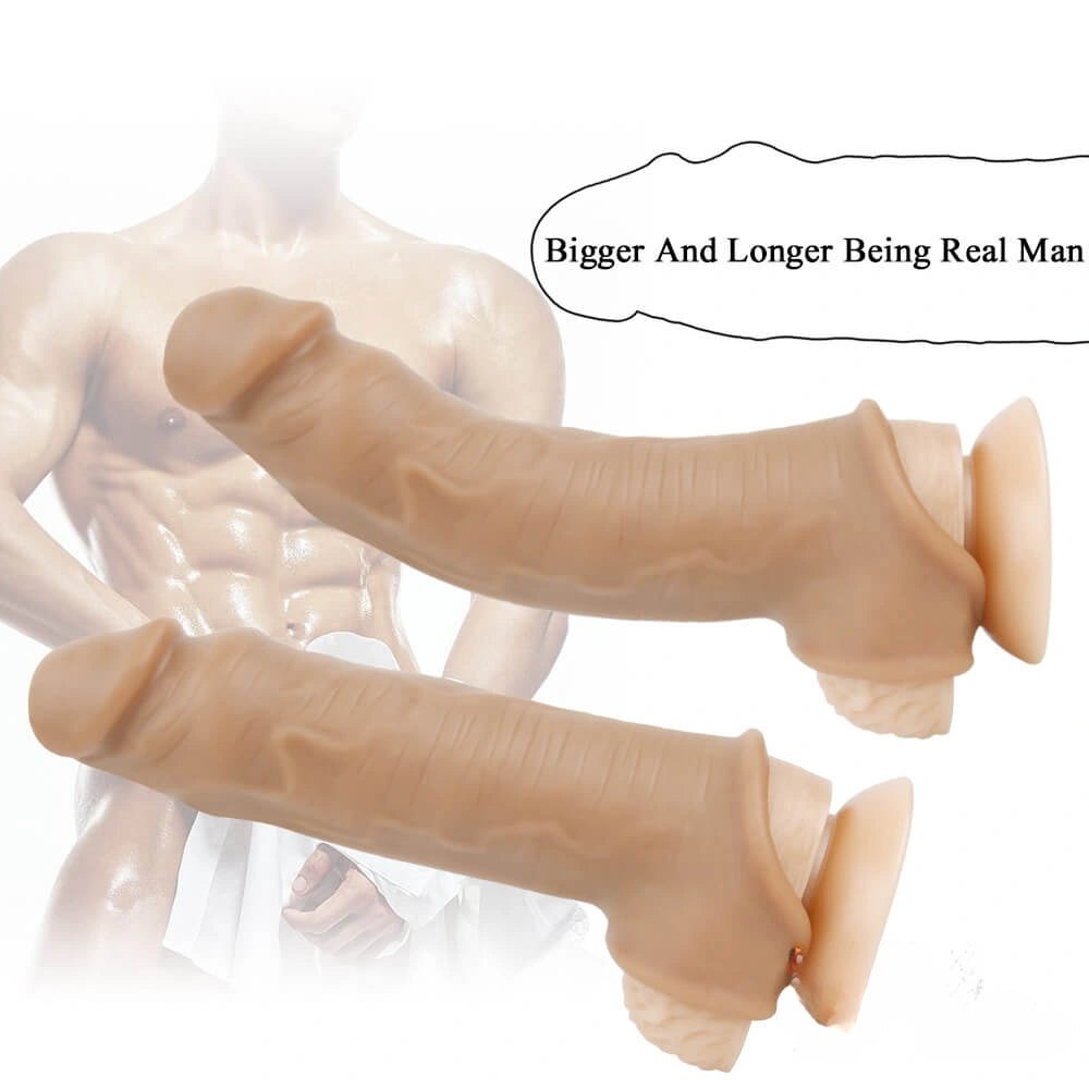Lifelike Penis Extension Sleeve - Realistic Cock Ring Sleeve