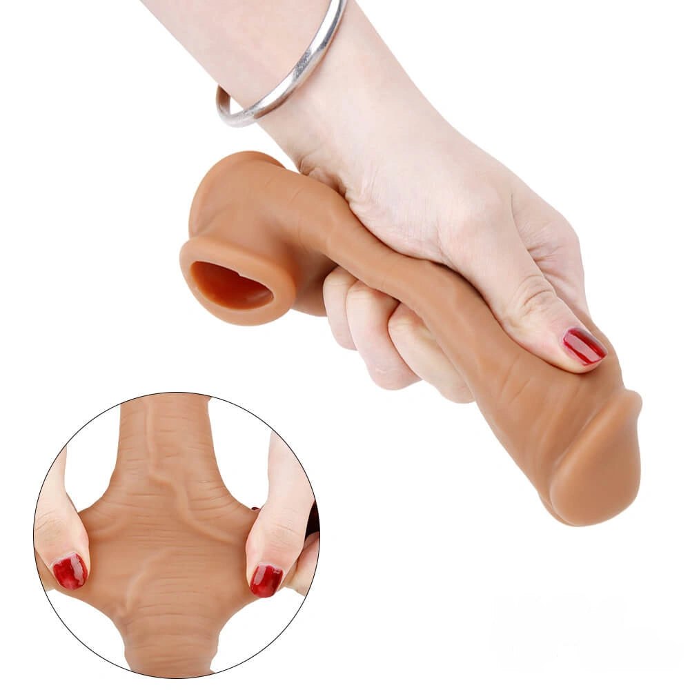 Lifelike Penis Extension Sleeve - Realistic Cock Ring Sleeve