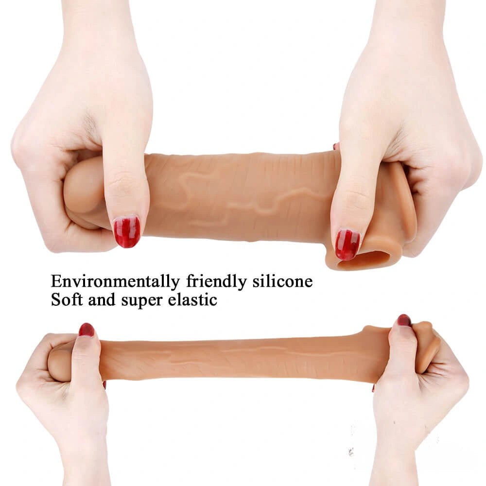 Lifelike Penis Extension Sleeve - Realistic Cock Ring Sleeve