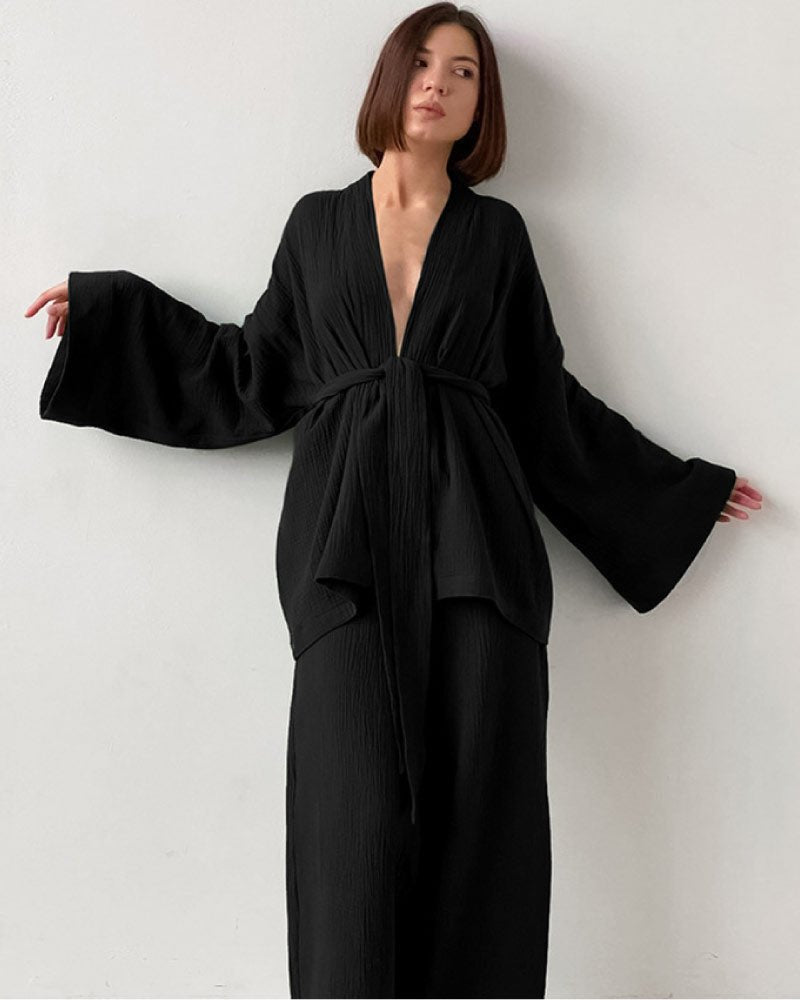 Loose Fit Gauze Pajama Set - Sexy Pajamas for Women