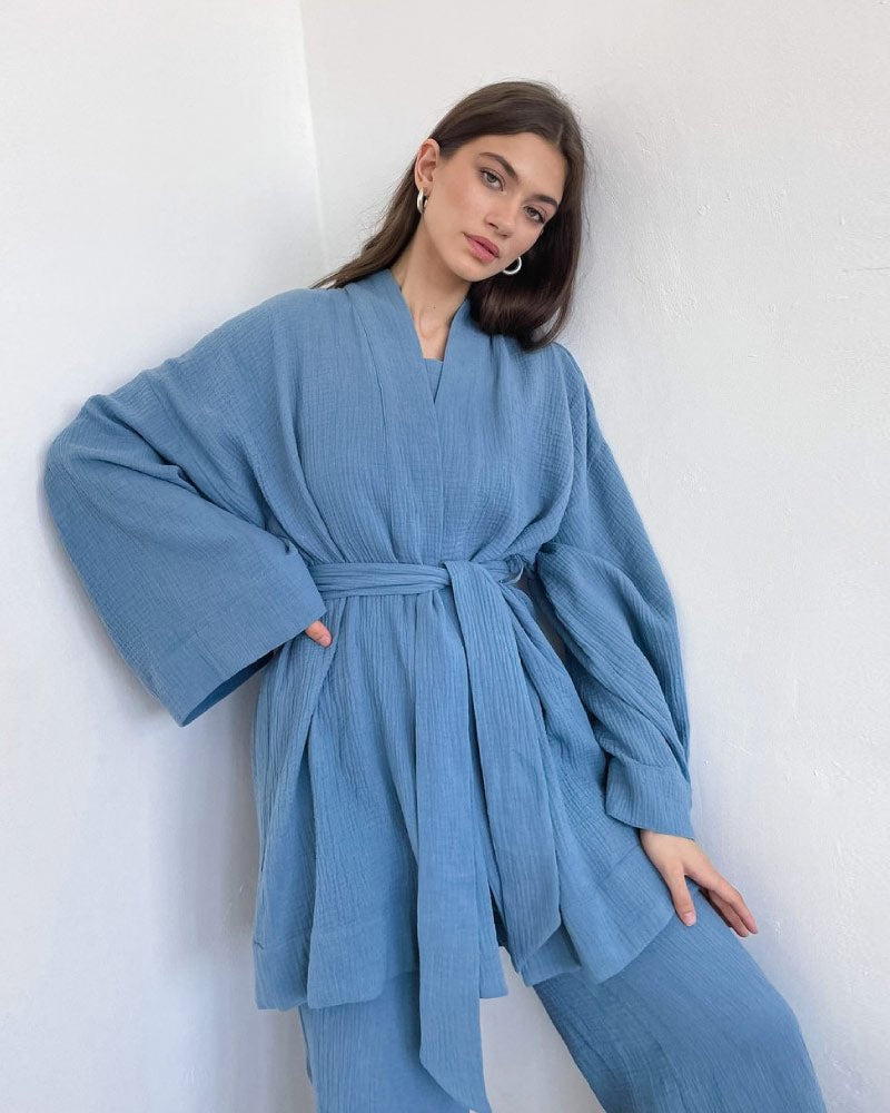 Loose Fit Gauze Pajama Set - Sexy Pajamas for Women
