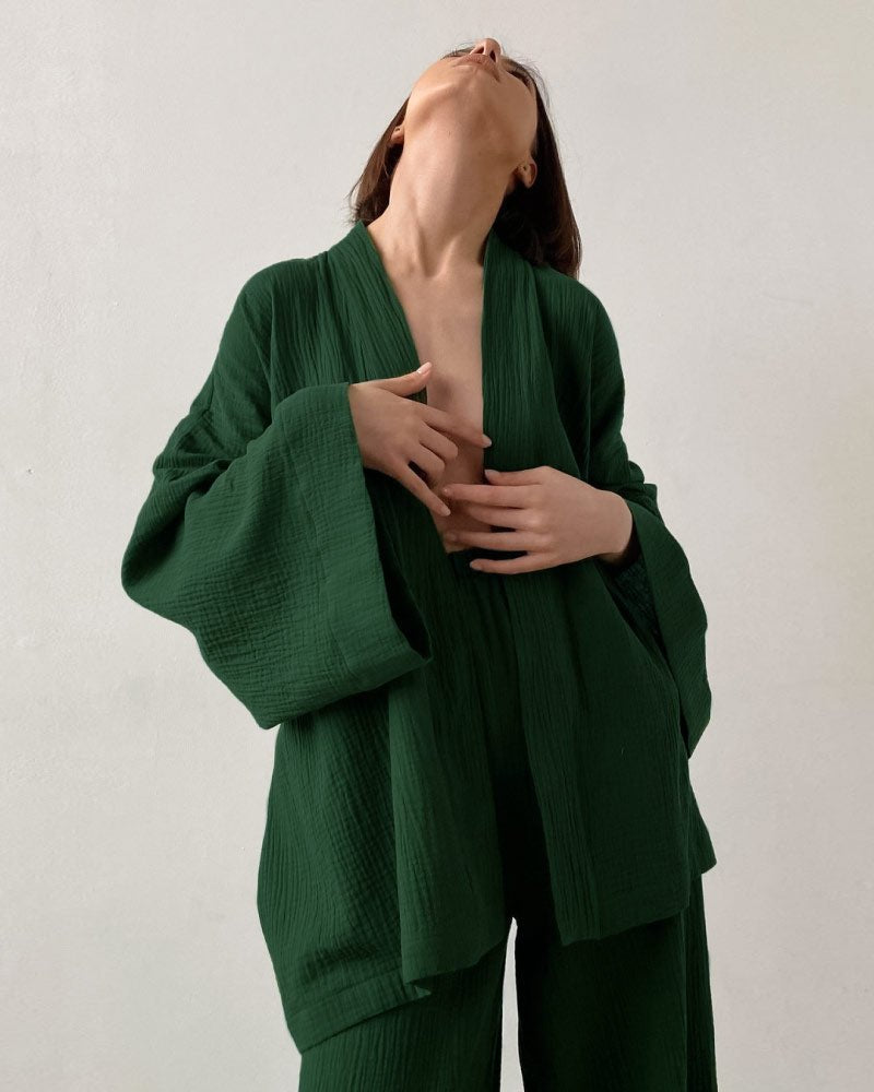 Loose Fit Gauze Pajama Set - Sexy Pajamas for Women
