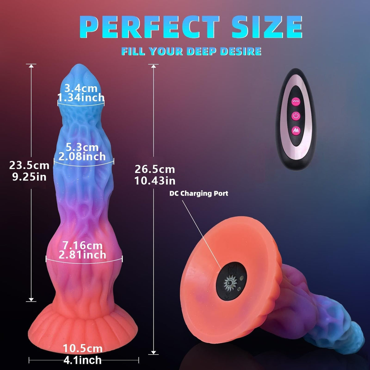 Luminous Dragon Dildo 10.6 in - Silicone Monster Dragon Dildo