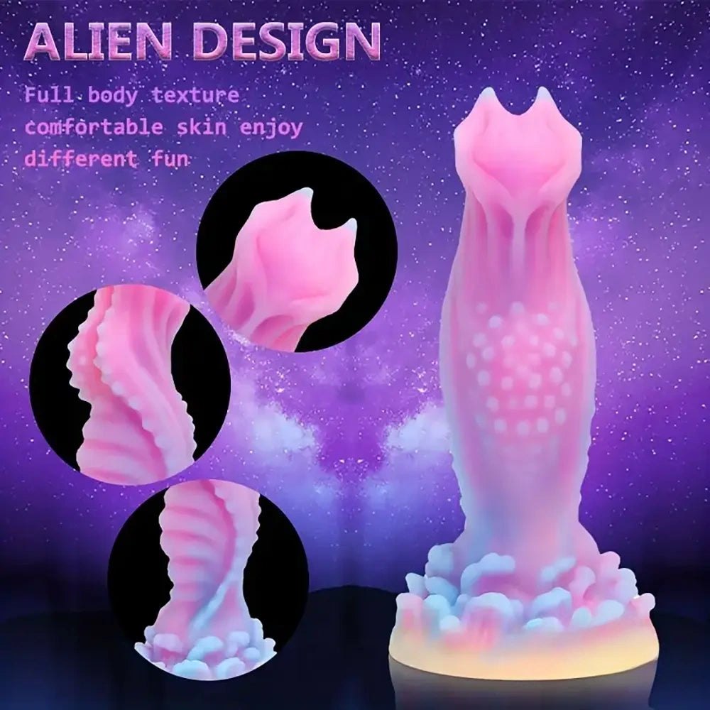 Luminous Ribbed Fantasy Dildo - Silicone Monster Dildo