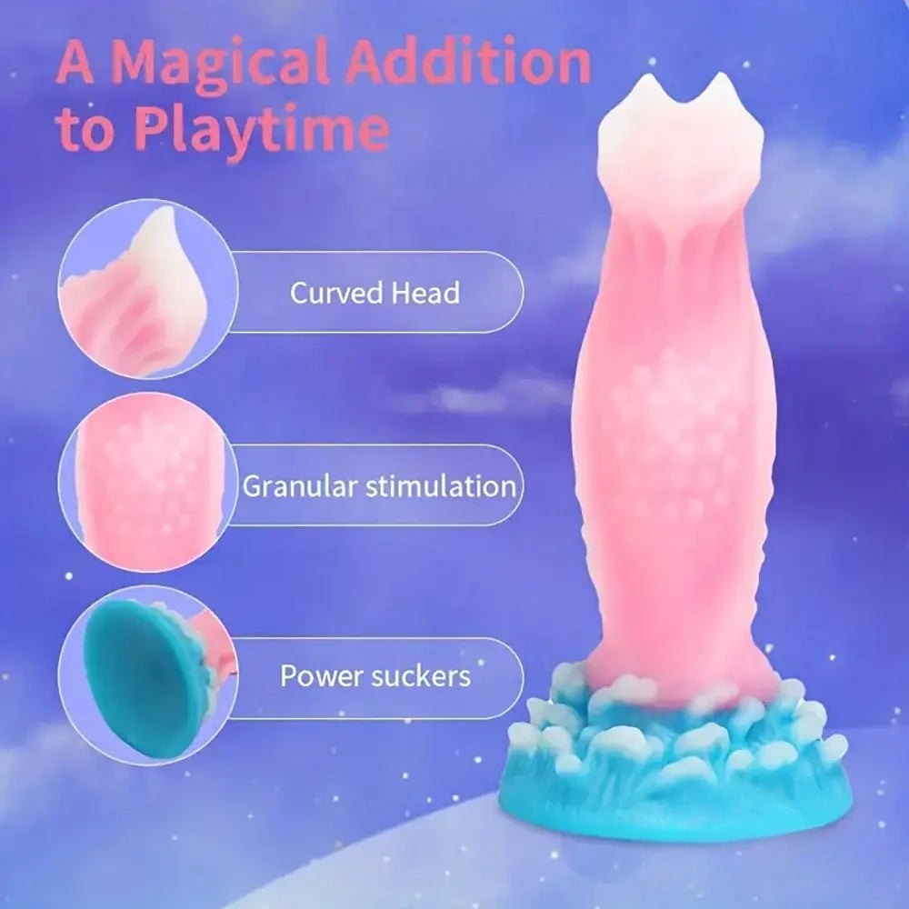 Luminous Ribbed Fantasy Dildo - Silicone Monster Dildo