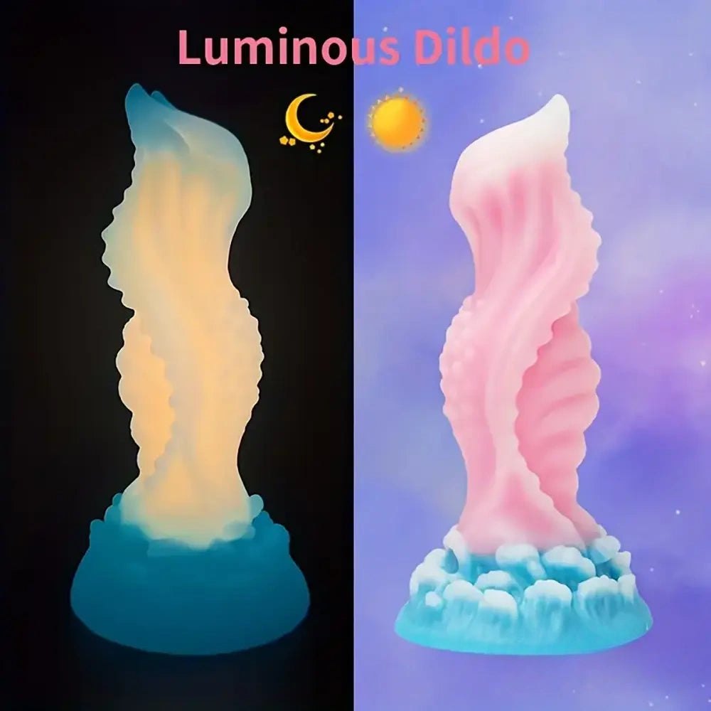Luminous Ribbed Fantasy Dildo - Silicone Monster Dildo