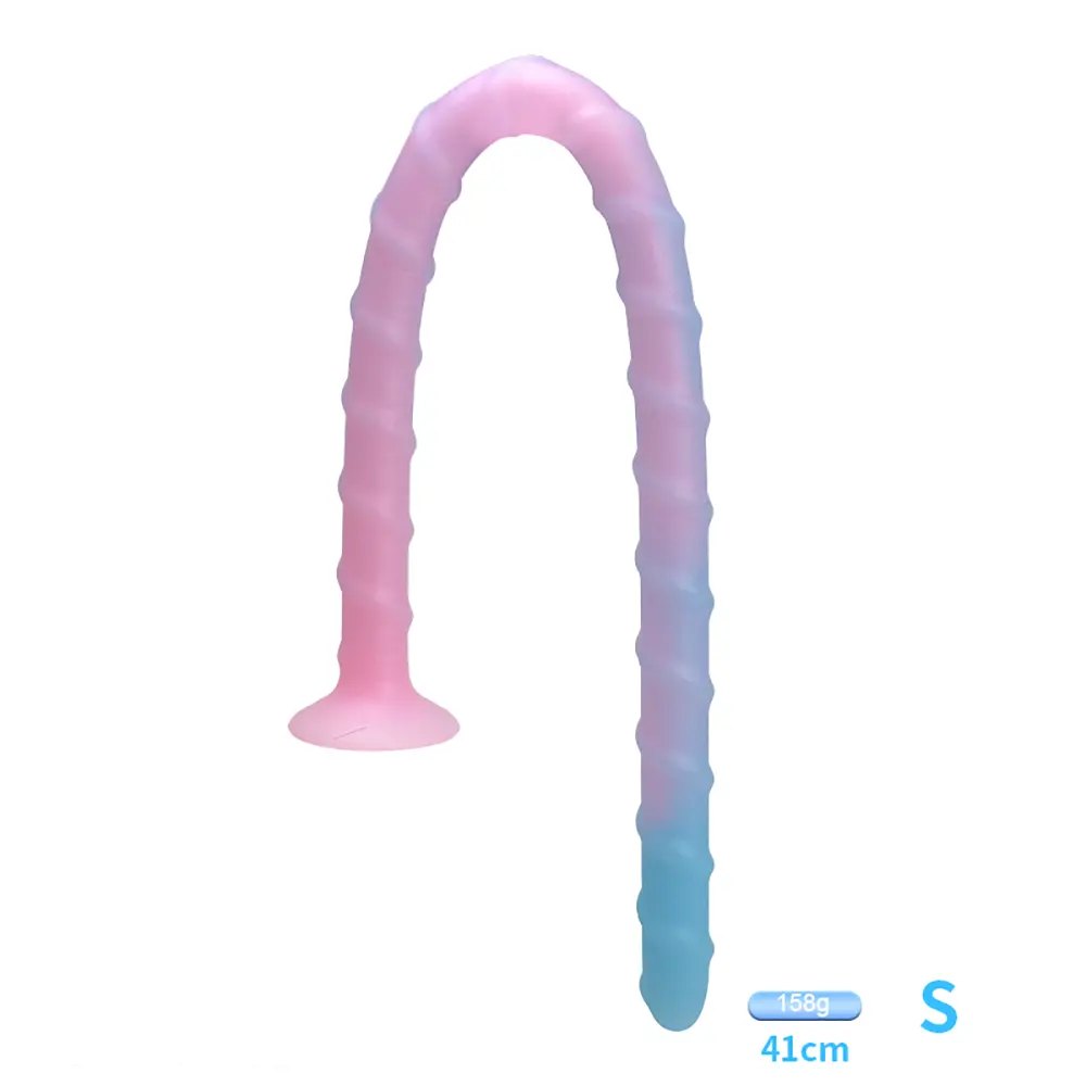 Glow Ribbed Spiral Dildo - Fantasy Glow Dildo, 3 Sizes