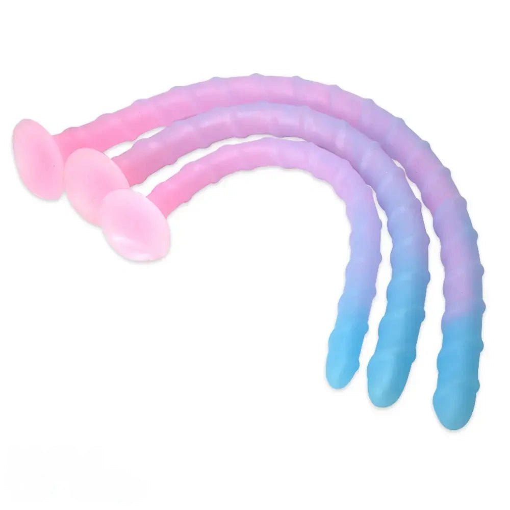 Glow Ribbed Spiral Dildo - Fantasy Glow Dildo, 3 Sizes