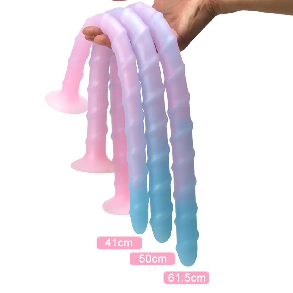 Glow Ribbed Spiral Dildo - Fantasy Glow Dildo, 3 Sizes