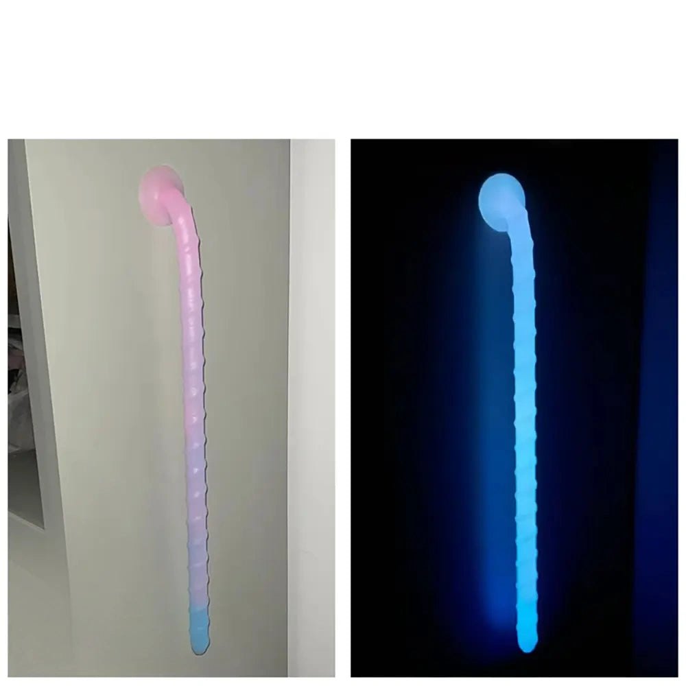 Glow Ribbed Spiral Dildo - Fantasy Glow Dildo, 3 Sizes