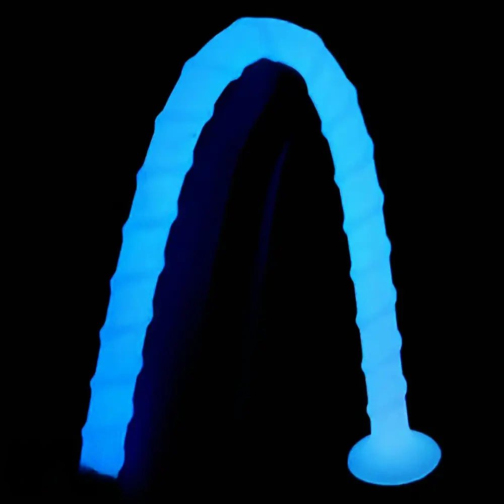 Glow Ribbed Spiral Dildo - Fantasy Glow Dildo, 3 Sizes