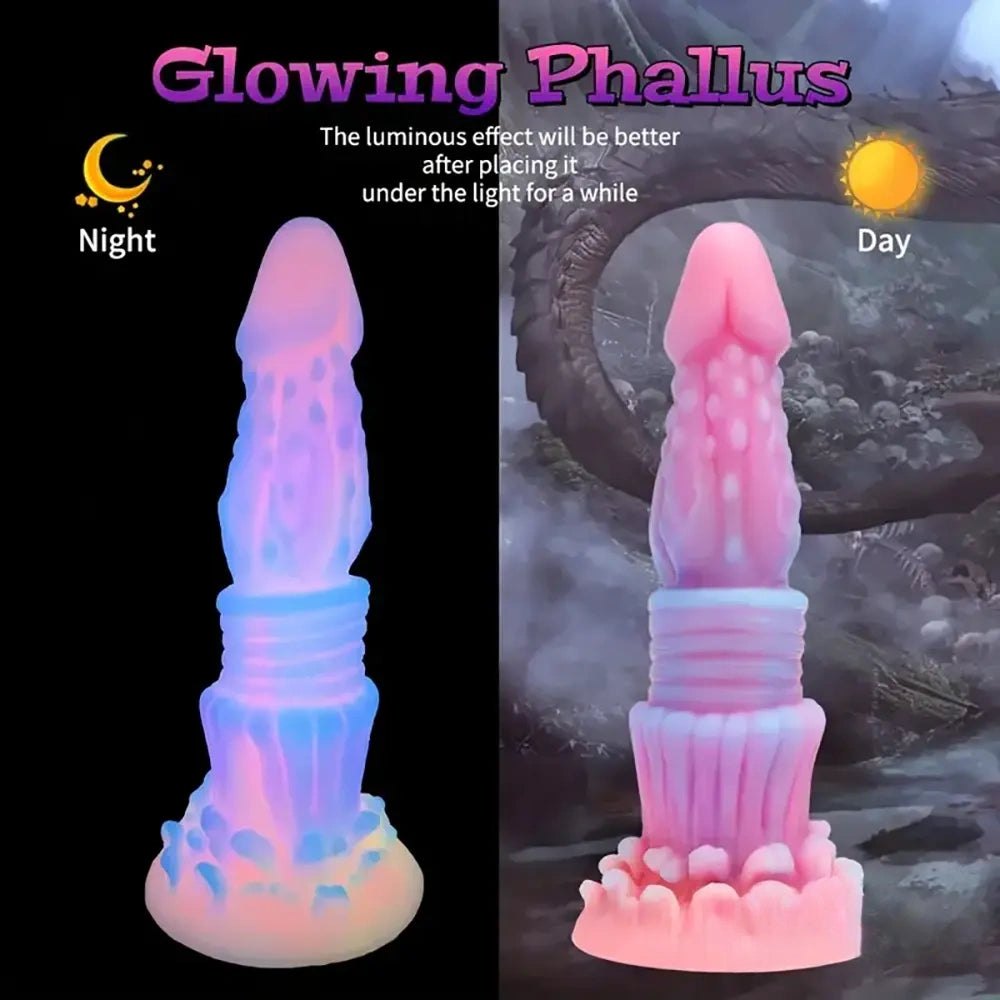 Luminous Ridged Fantasy Dildo - Monster Dildo 8.46 in