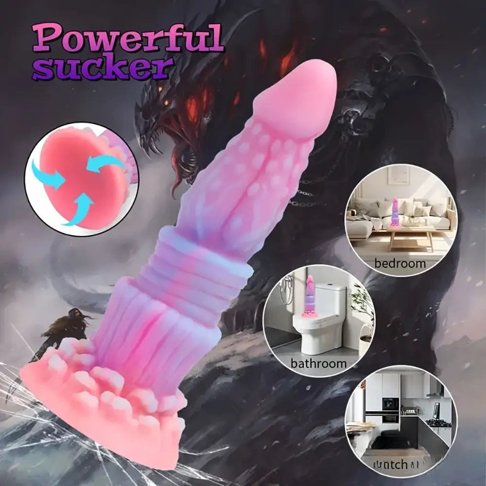 Luminous Ridged Fantasy Dildo - Monster Dildo 8.46 in
