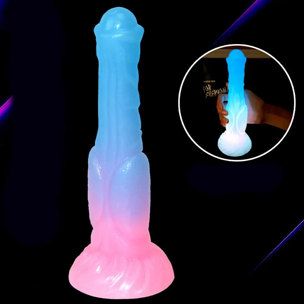 Luminous Silicone Horse Dildo - Knotted Animal Dildo 9.4 In