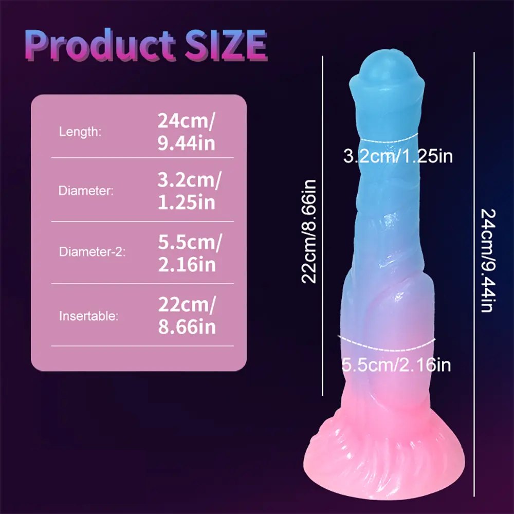 Luminous Silicone Horse Dildo - Knotted Animal Dildo 9.4 In