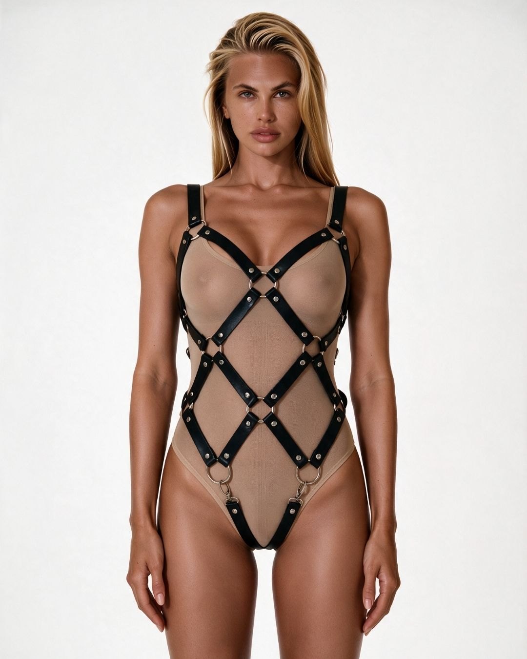 Maisi Diamond Cage Body Harness - Leather Body Harness