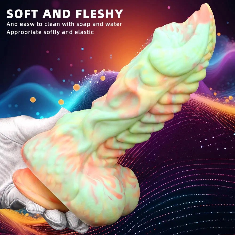 Marbled Fantasy Dildo 9in - Silicone Dragon Dildo