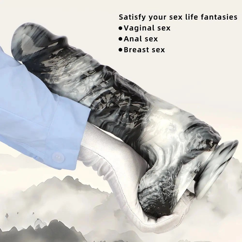 Marbled Realistic Dildo 12in - PVC Realistic Big Dildo