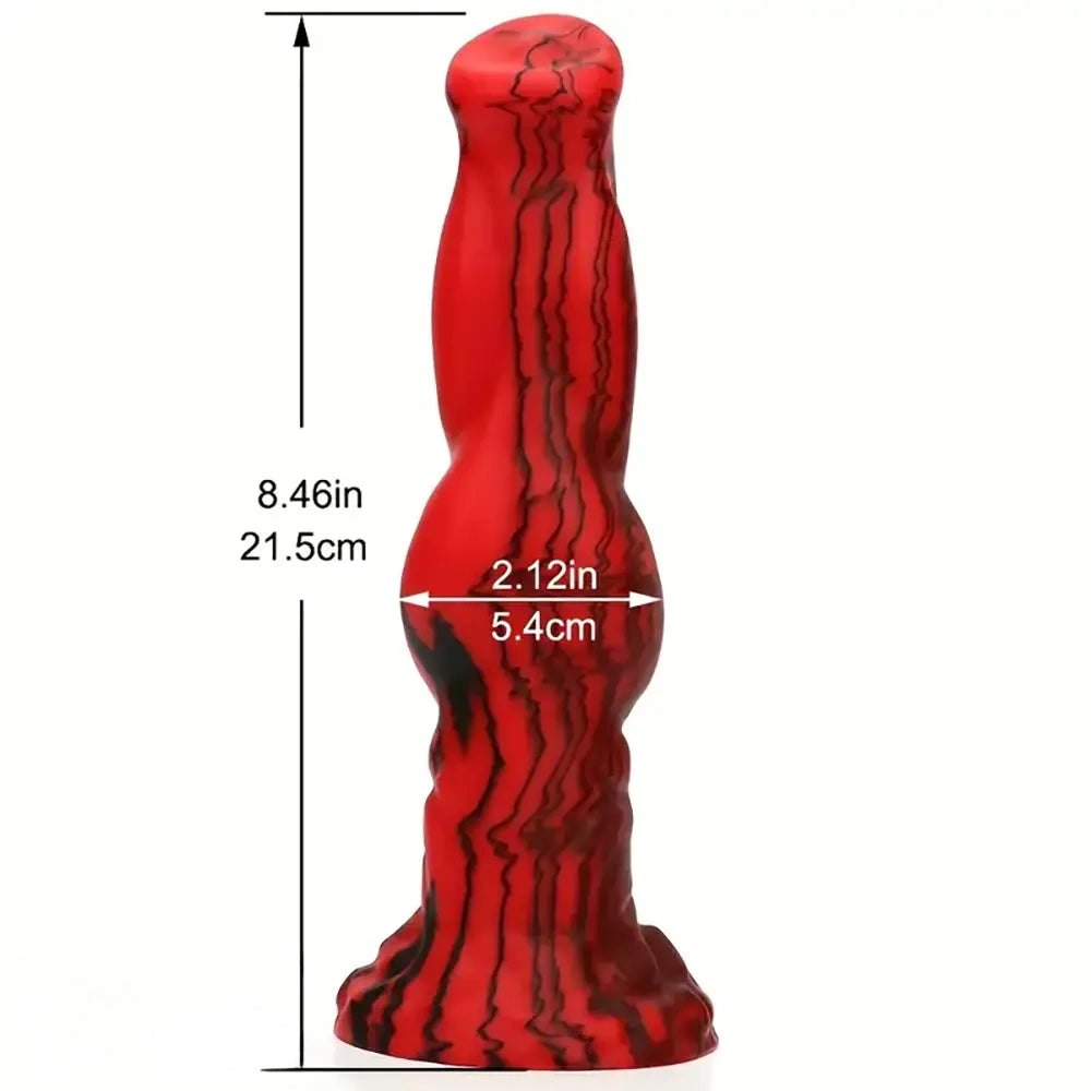 Marbled Animal Dildo 8.46 in - Red Black Horse Style Dildo