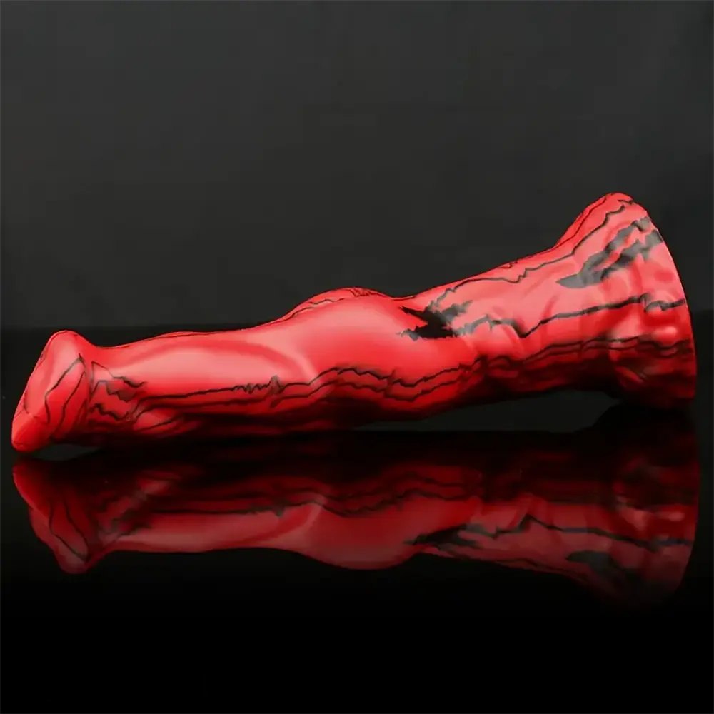 Marbled Animal Dildo 8.46 in - Red Black Horse Style Dildo