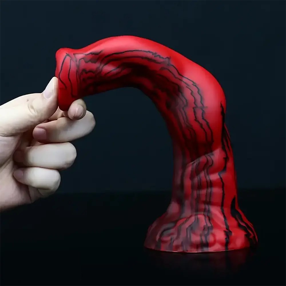 Marbled Animal Dildo 8.46 in - Red Black Horse Style Dildo