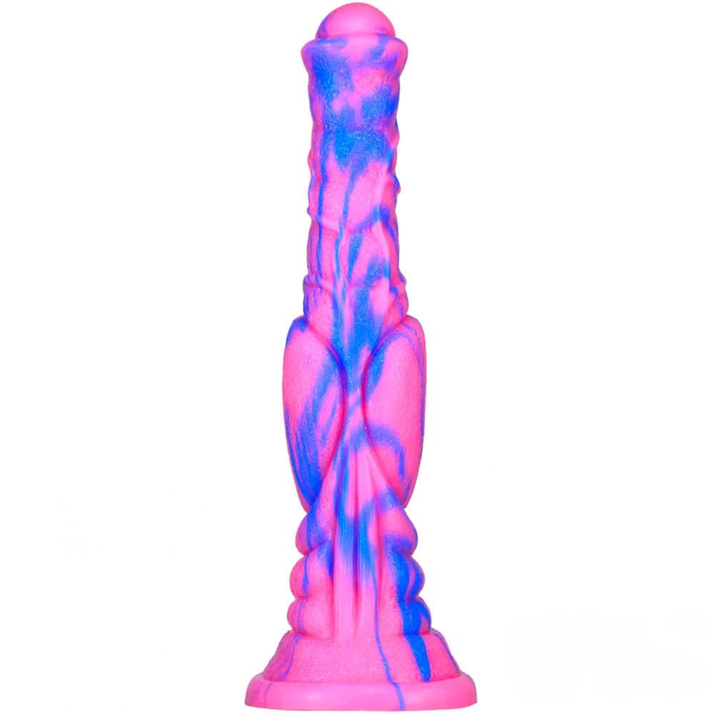 Marbled Ridged Fantasy Dildo - Silicone Ribbed Fantasy Dildo