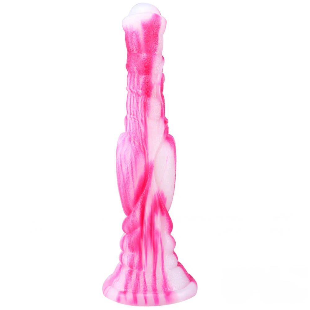 Marbled Ridged Fantasy Dildo - Silicone Ribbed Fantasy Dildo