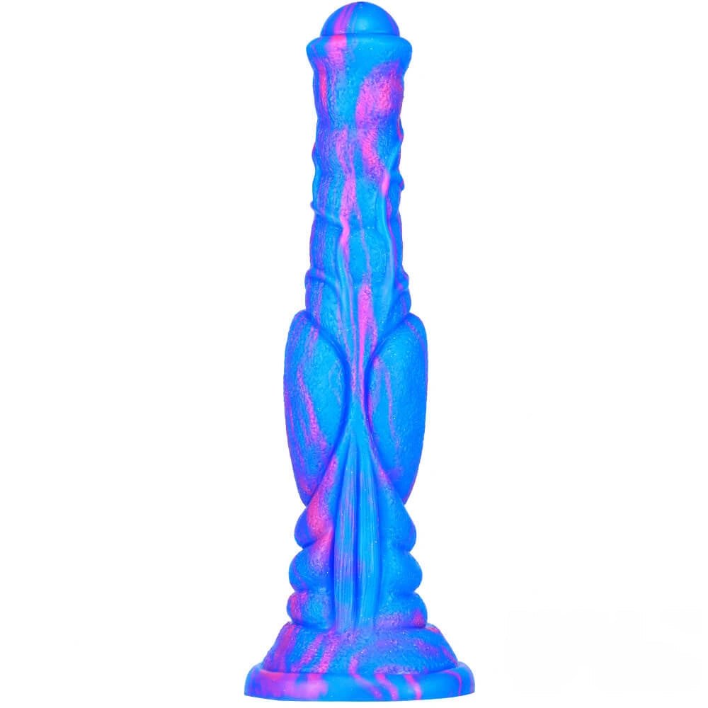 Marbled Ridged Fantasy Dildo - Silicone Ribbed Fantasy Dildo