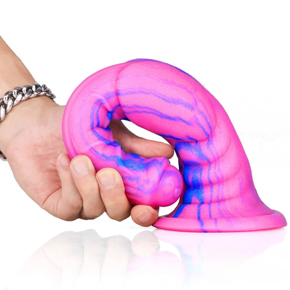 Marbled Ridged Fantasy Dildo - Silicone Ribbed Fantasy Dildo